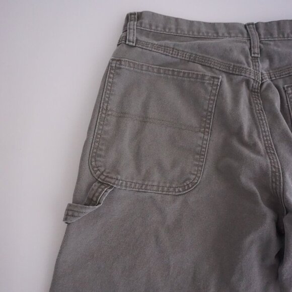 Vintage Rustler Olive Green Carpenter Dungaree Heavyweight Denim Jeans 32X32 - Picture 10 of 16